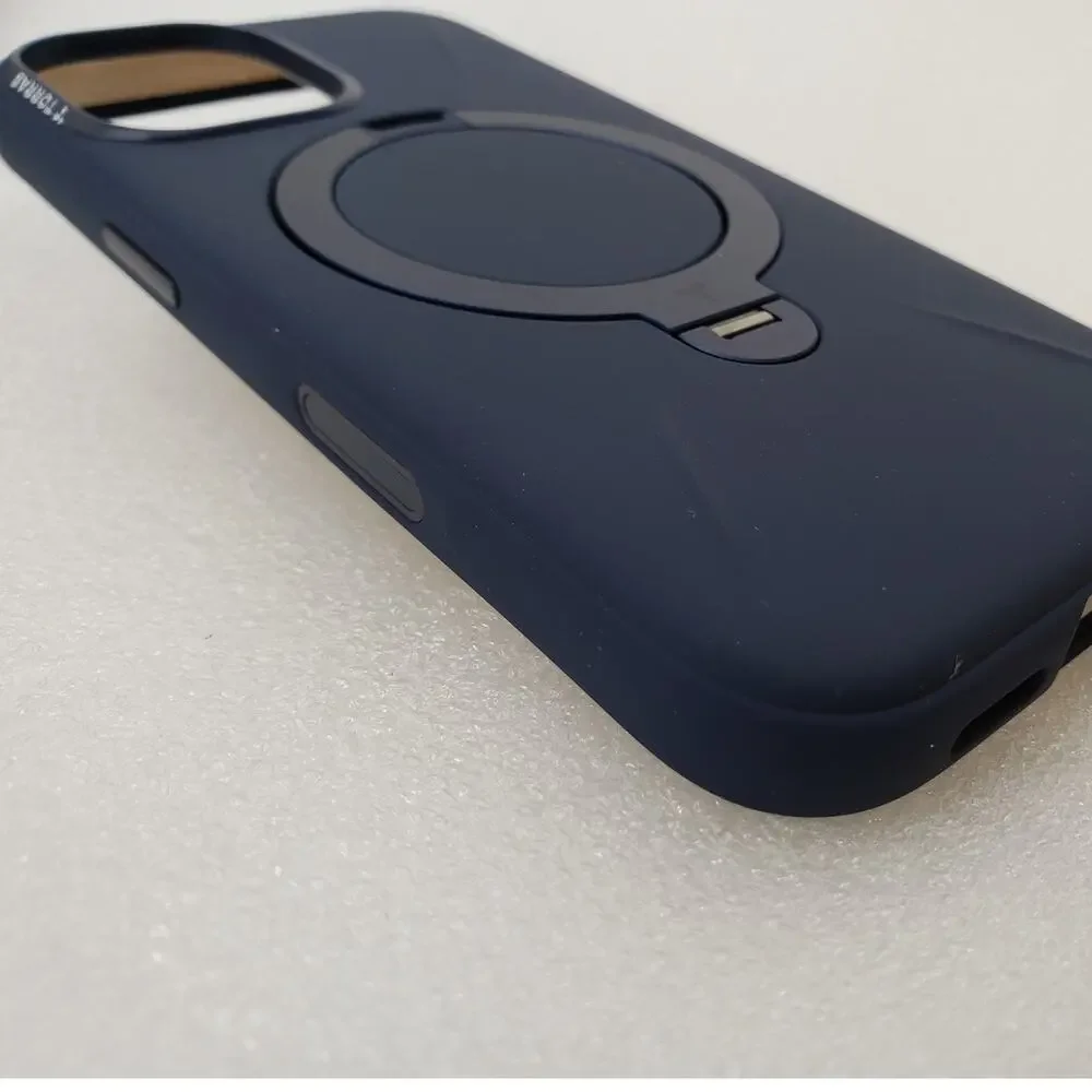 TORRAS Ostand O3 Silicone Case for iPhone 17 - Blue Magnetic Ring Stand Cover